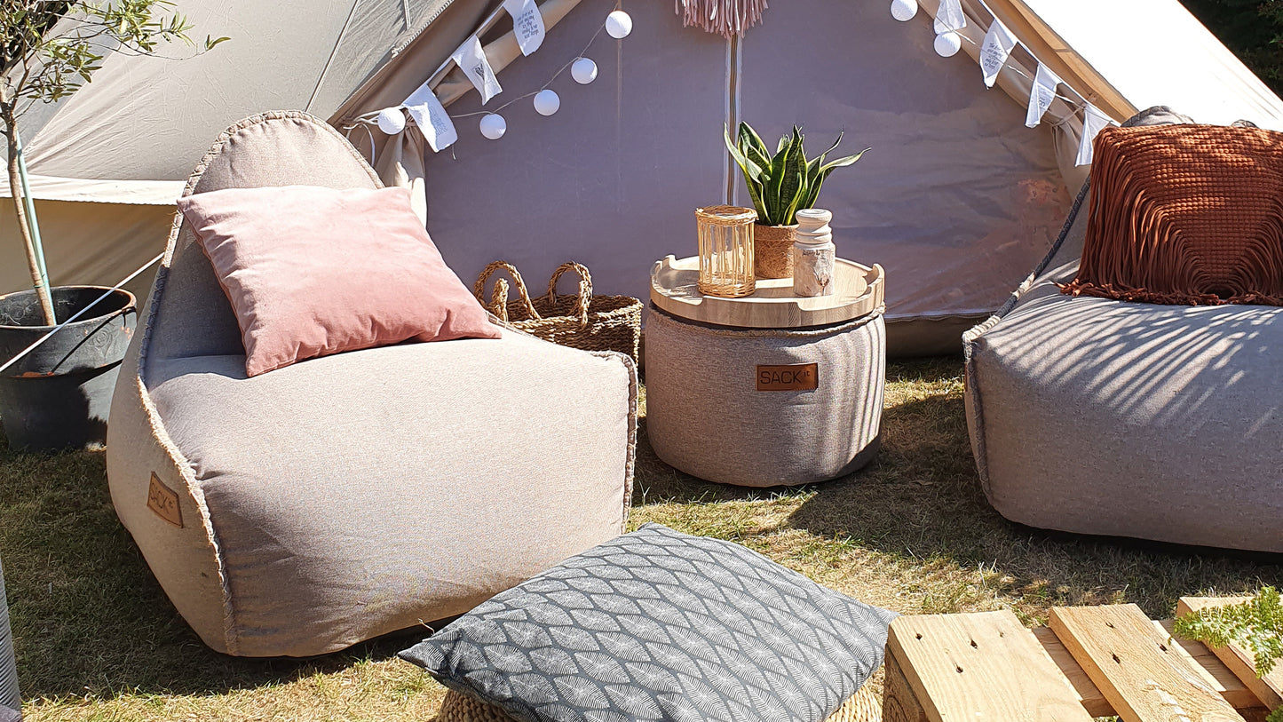 Canvas Lounge Chair & Pouf - Zitzakstoel voor binnenshuis met poef