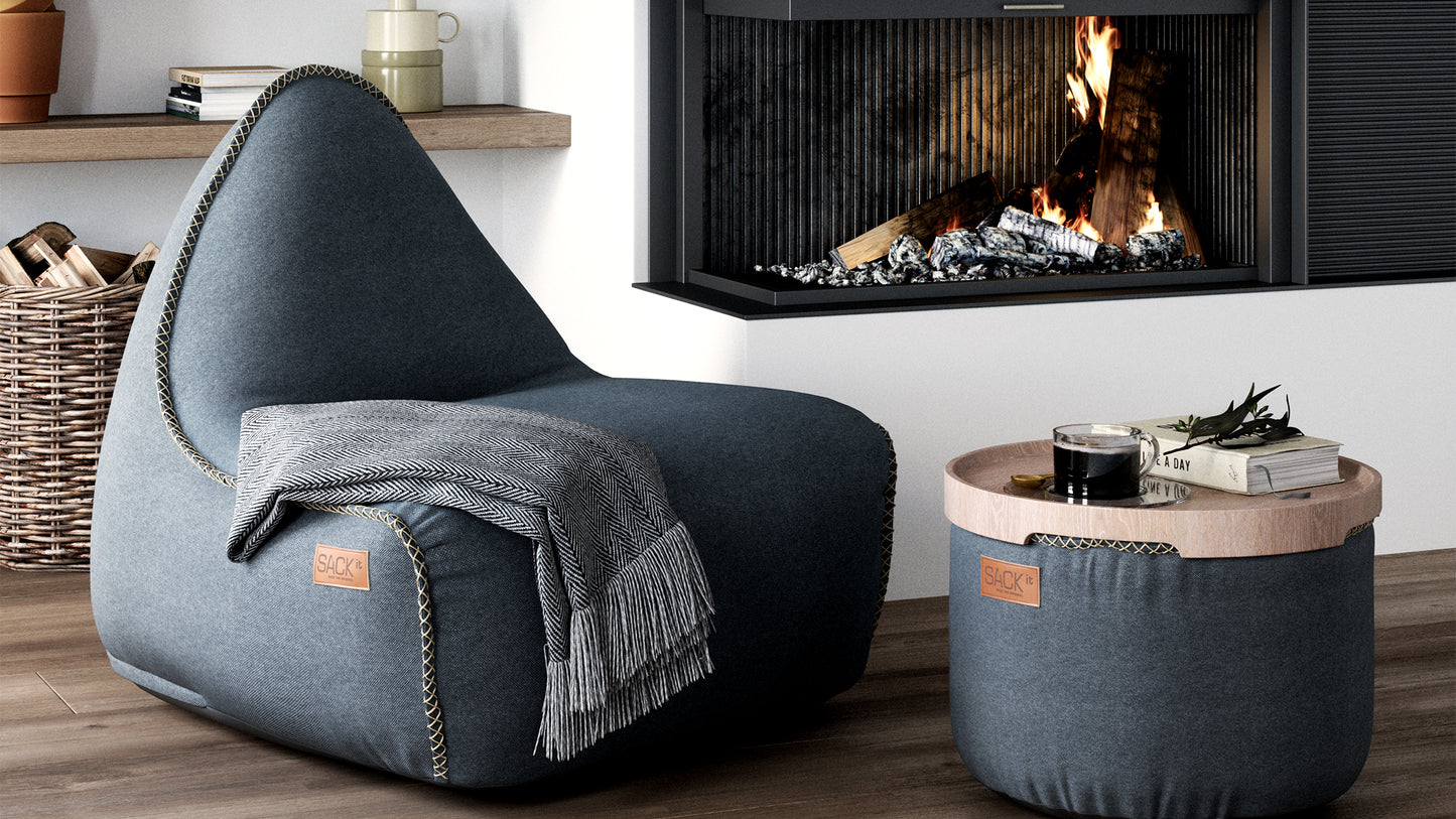 Canvas Lounge Chair & Pouf - Zitzakstoel voor binnenshuis met poef