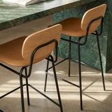 Frame Bar Stool - Leather w/ backrest