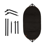 Zwarte Cobana hangmat van sackit met bijbehorende bevestigingsonderdelen voor gebruik in de tuin of op het terras