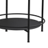 Zwart rond dienbladtafeltje voor buiten van sackit met verhoogde rand en stevig onderstel in minimalistisch Deens design voor terras of tuin