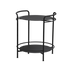 Zwarte patio serveertafel met twee ronde niveaus en handgrepen voor flexibel serveren buiten. Weerbestendig Deens ontwerp van sackit