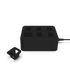 Zwart sackit laadstation voor batterijen van een draadloze lamp met zes laadpoorten en een aangesloten stroomkabel