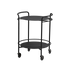 Zwarte serving table van sackit met twee ronde bladen handgrepen en vier zwenkwielen als stijlvolle barwagen voor binnengebruik geïntroduceerd door Steffensen en Würtz