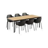 Kirra Dining Table Noir & 6 Patio Chair no. One