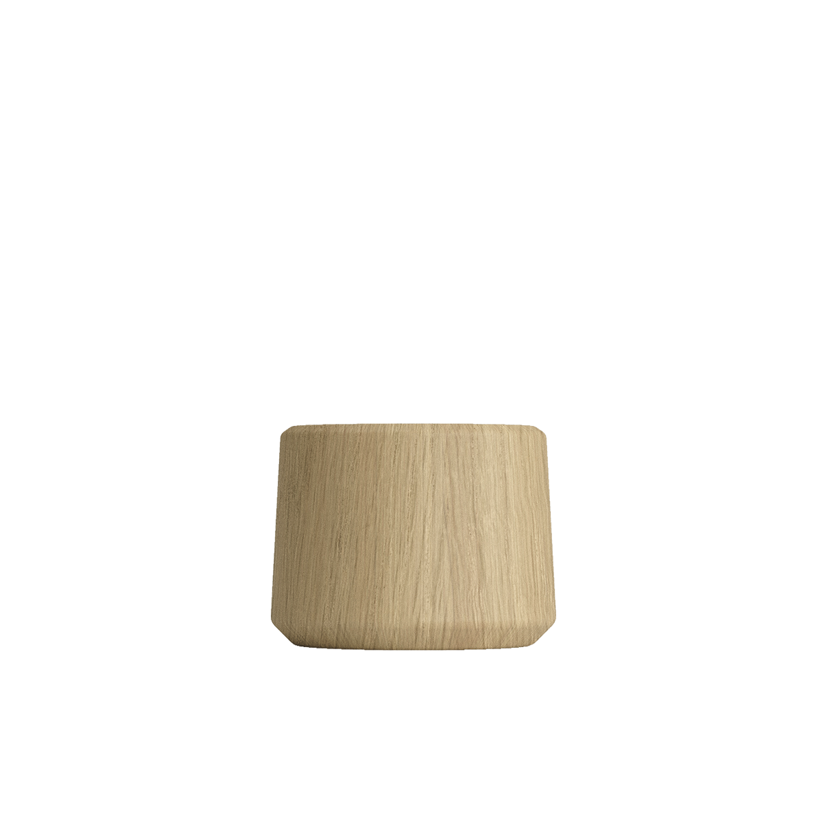 Houten lampvoet van eikenhout voor de Ambience lamp van sackit met natuurlijke houtnerf en Scandinavisch ontwerp op een zwarte achtergrond
