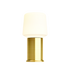 Draadloze tafellamp van sackit met warme gouden voet en witte lampenkap voor sfeervolle verlichting binnen en buitenklassiek Deens ontwerp
