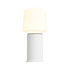 Draadloze tafellamp van sackit met zachte lichtkap en cilindrische witte voet voor sfeervolle verlichting binnen en buiten