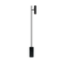 Zwarte vloerlamp van sackit met een slank aluminium frame een cilindrische lampenkap en een massieve marmeren voet voor stabiele sfeerverlichting binnen