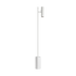 Minimalistische witte vloerlamp met slank aluminium frame en cilindrische lampenkap voor een modern en rustig interieurontwerp van sackit
