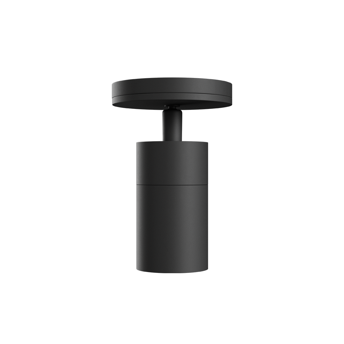 Zwarte plafondlamp van sackit met een minimalistisch cilindrisch ontwerp en ronde plafondbevestiging voor stijlvolle binnenverlichting in een modern interieur