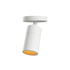 Witte Expo plafondspot van sackit met cilindrische lichtkoker en warme goudkleurige binnenkant voor gerichte sfeerverlichting aan het plafond.