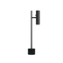 Zwarte tafellamp van sackit met slank aluminium profiel cilindrische lampenkap en massieve marmeren voet voor een modern interieur