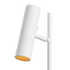 Witte verstelbare cilindrische lamp met warme gloed van sackit voor een modern interieur met een slanke staander en gerichte verlichting