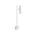 Witte tafellamp van sackit met slank aluminium profiel en cilindrische lampenkap op een compacte ronde voet voor stijlvol interieurlicht