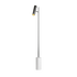 Minimalistische zwarte vloerlamp met slank aluminium profiel en witte marmeren voet van sackit voor stijlvolle binnenverlichting met gericht licht