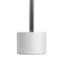 Witte tafellamp van sackit met een cilindrische marmeren voet en een slanke donkere aluminium steel