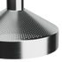 Close up van een moderne metalen hanglamp met geperforeerde kap en kenmerkende vouwrand in zilverkleurig ontwerp van sackit voor sfeervolle verlichting binnenshuis