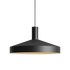 Moderne zwarte hanglamp met geperforeerde kap en warme houten onderzijde van sackit voor stijlvolle binnenverlichting