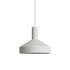 Witte Dawn hanglamp van sackit met ronde metalen kap en fijn geperforeerd patroon aan de bovenzijde voor gericht licht in een modern interieur