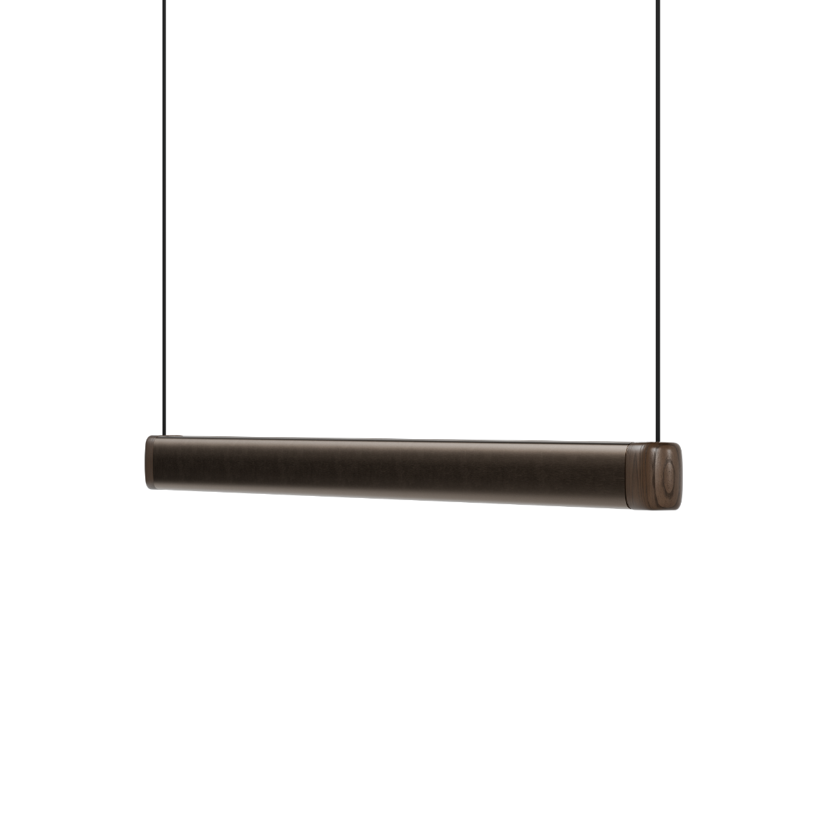 Pebble hanglamp boven de eettafel in brons van sackit tegen een neutrale achtergrond
