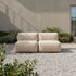 Soft Sofa Outdoor Seat in Boucle Beige van sackit op een terras