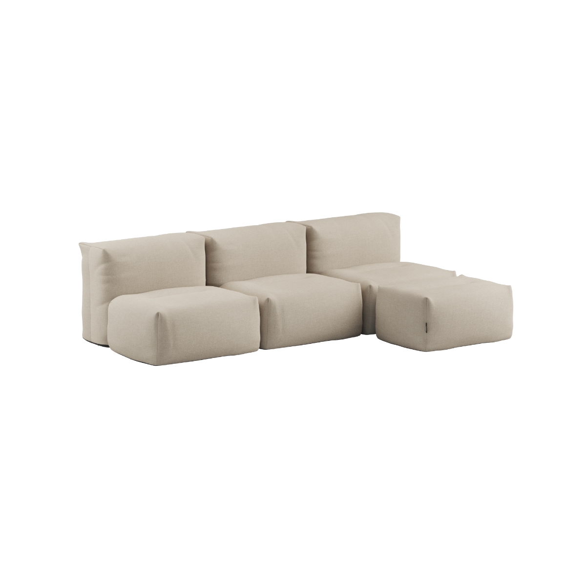 Soft Sofa Outdoor - 3 Seater open w/Pouf