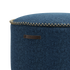 Blauwe luxe poef van sackit met duurzame textielbekleding en decoratief contrasterend stiksel