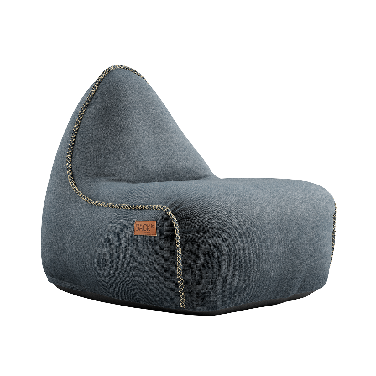 Donkergrijze stoffen loungestoel van sackit uit Nederland met hoge rugleuning en brede zitting voor comfortabel ontspannen in een modern interieur