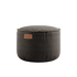 Donkergrijze ronde canvas poef van sackit met zachte bekleding en decoratieve stikrand voor comfortabel zitten in een modern interieur