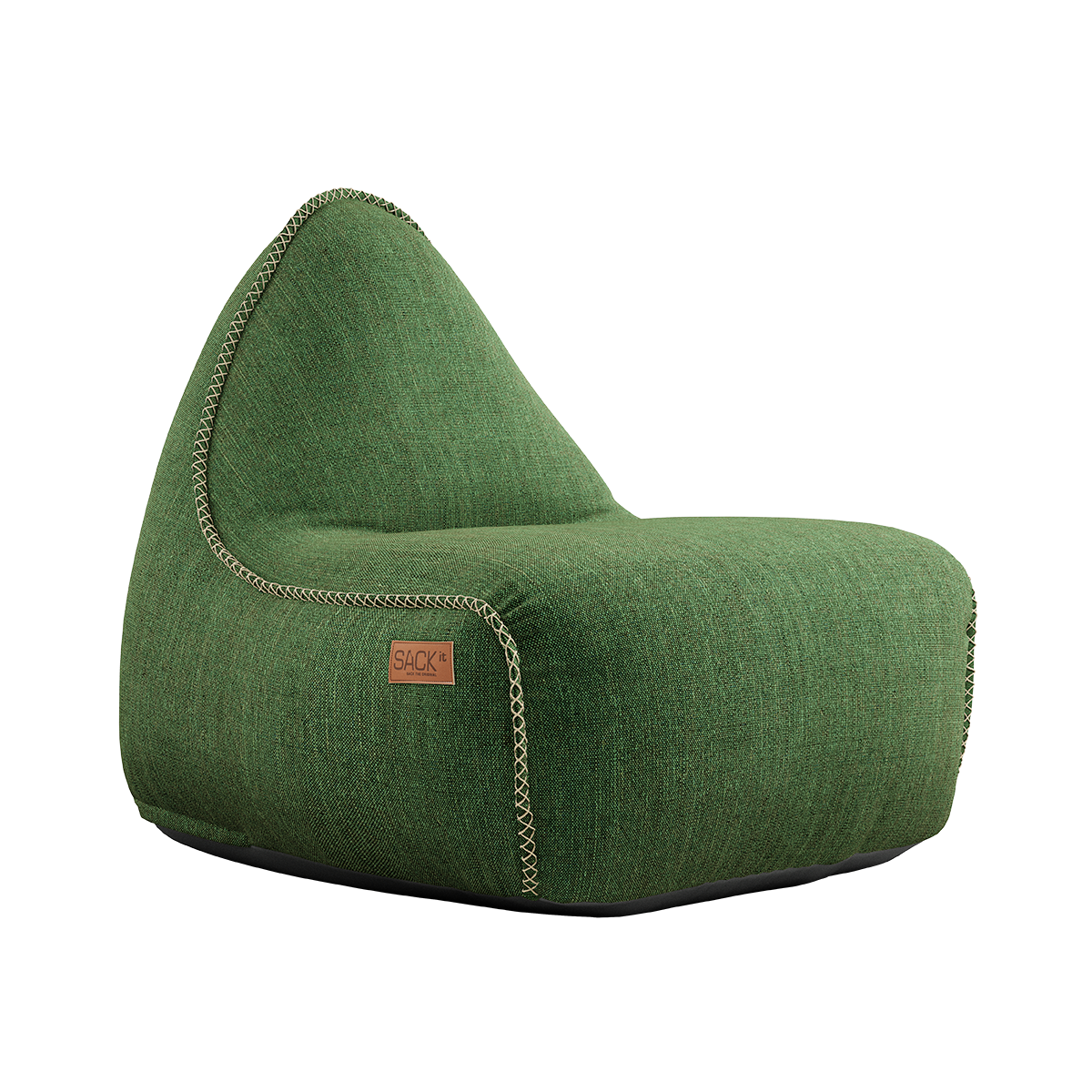 Groene Cobana lounge stoel van sackit voor binnen en buiten met stevige bekleding en opvallende stiknaden