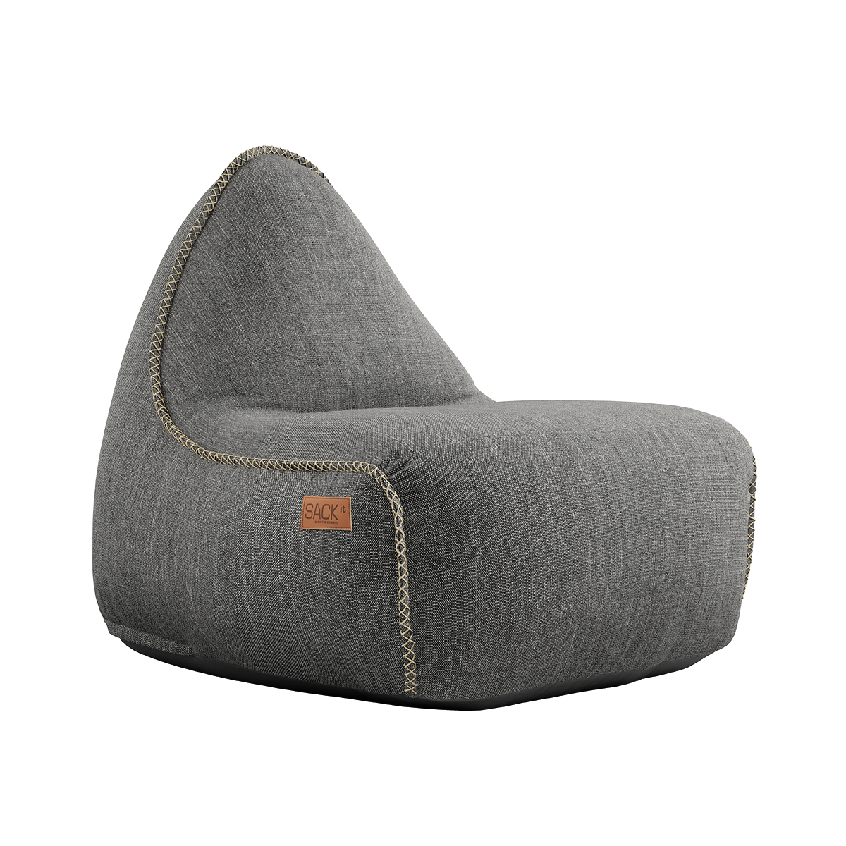 Grijze Cobana lounge zitzak van sackit voor binnen en buiten met weerbestendige bekleding en comfortabele vorm voor ontspannen zitten