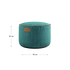 Turquoise ronde outdoor poef van sackit als voetensteun of extra zitplaats met weerbestendige bekleding voor binnen en buiten