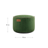 Groene ronde outdoor poef van sackit voor gebruik als voetensteun of extra zitplaats binnen en buiten