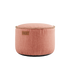 Roze ronde Cobana poef van sackit met zachte textuur en zwart onderstel voor comfortabel gebruik binnen en buiten
