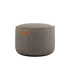 Ronde grijze outdoor poef van sackit met zachte bekleding en stevige afwerking als comfortabele voetensteun of extra zitplaats voor binnen en buiten