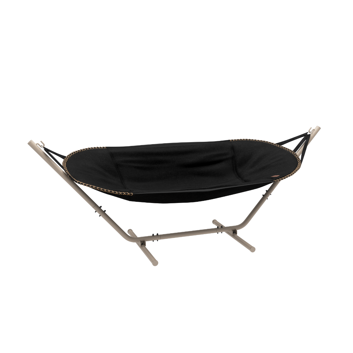 Zwarte Cobana hangmat van sackit met stevig metalen frame voor comfortabel ontspannen in de tuin op het terras of bij het vakantiehuis