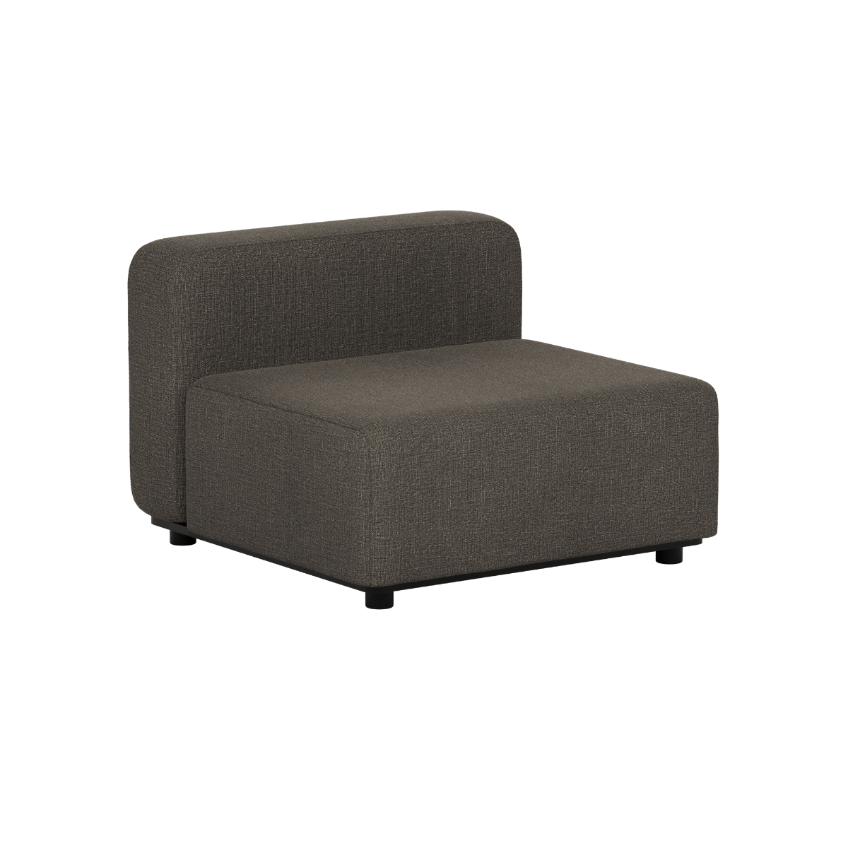 Donkergrijze modulaire outdoor zitmodule van sackit met brede zitting en rugleuning een strak Scandinavisch ontwerp voor de tuin