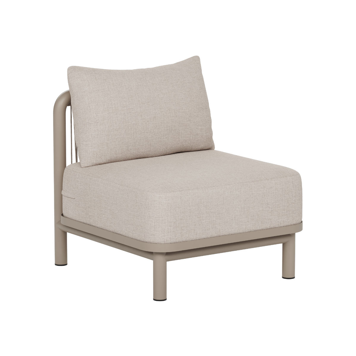 Beige modulaire loungezetel voor buiten met zacht zitkussen en rugkussen uit de Kirra serie van sackit voor moderne en klassieke terrassen