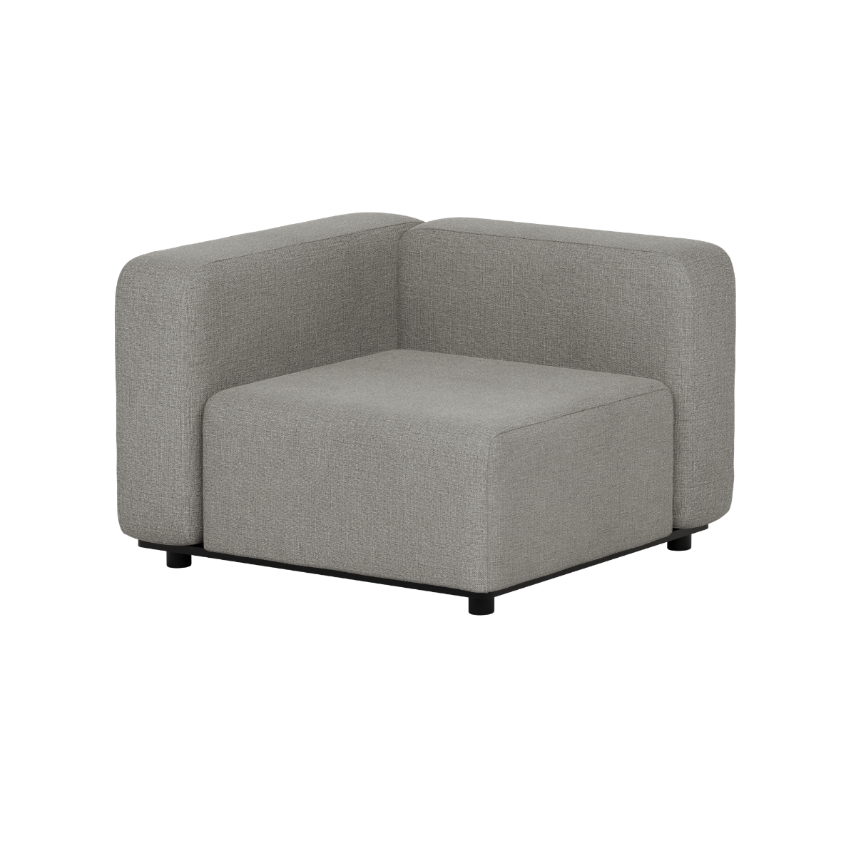 Grijze hoekmodule van de Cobana loungesofa voor buiten met zachte bekleding en strakke Scandinavische lijnen van sackit