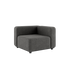 Donkergrijze modulaire hoekbank voor buiten van sackit met brede armleuningen en strakke Scandinavische lijnen voor een comfortabele loungeplek