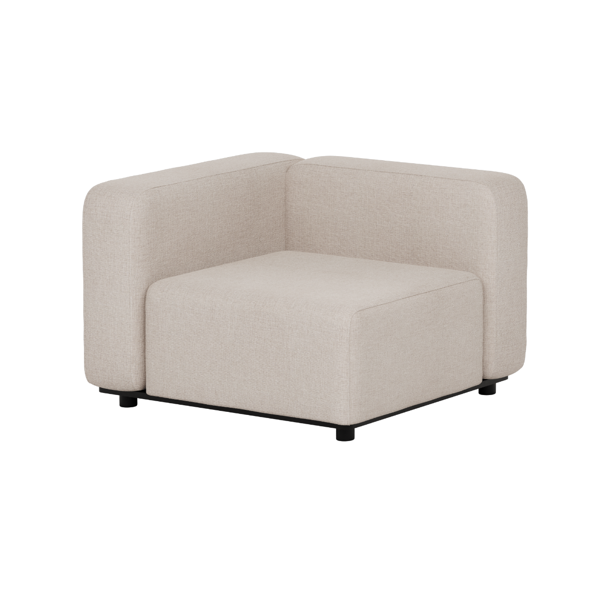 Beige modulaire hoekbank voor buiten met zachte bekleding en strakke Scandinavische lijnen van sackit ontworpen in Denemarken