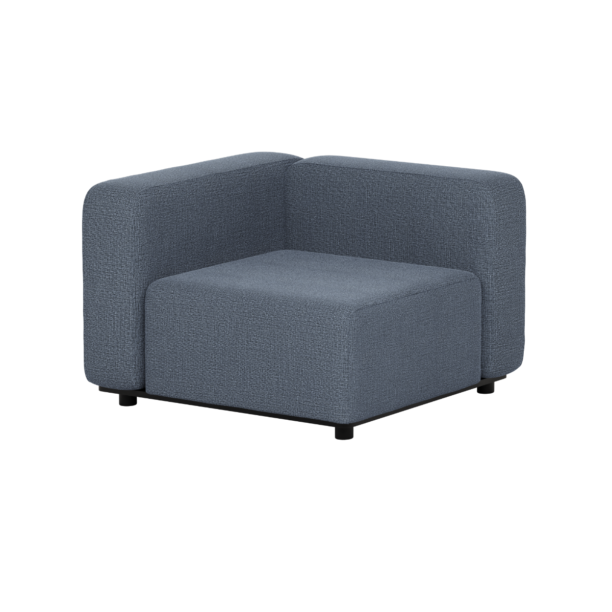 Donkergrijze modulaire hoekmodule voor buiten met zachte bekleding en strakke Scandinavische lijnen van sackit ontworpen voor duurzaam loungen in de tuin