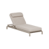 Beige verstelbare ligstoel voor buiten met comfortabel gewatteerd ligvlak en stevig metalen frame van sackit voor ontspannen momenten in de tuin