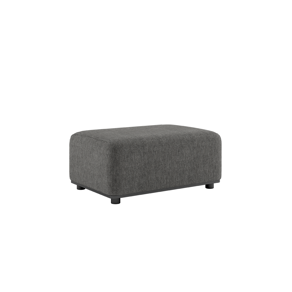 Donkergrijze outdoor pouf van sackit met zachte bekleding en strakke Scandinavische lijnen voor een modulaire loungeset in de tuin