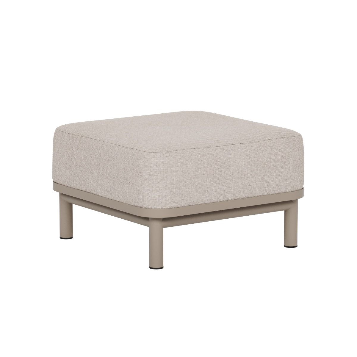 Lichtbeige modulaire pouf voor buiten met zachte bekleding en stevig onderstel van sackit ontworpen in Denemarken voor moderne loungesets