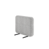 Grijze gestoffeerde armleuning met zwarte metalen bevestiging voor een modulaire outdoor sofa van sackit ontworpen in Denemarken voor Nordic weerstandigheden