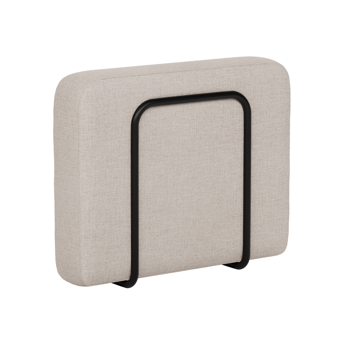 Beige armsteun voor de Cobana loungesofa van sackit met afgeronde hoeken en een zwart metalen frame voor een modulaire buitenbank