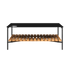 Zwarte patio salontafel van gepoedercoat aluminium met een warme teakhouten onderplank en strakke lijnen voor een stijlvolle buitenruimte van sackit Netherlands