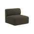 Donkerbruine gestoffeerde zitsectie van de Fjord sofa van sackit met afgeronde vormen en een brede comfortabele zitting voor een modern Scandinavisch interieur
